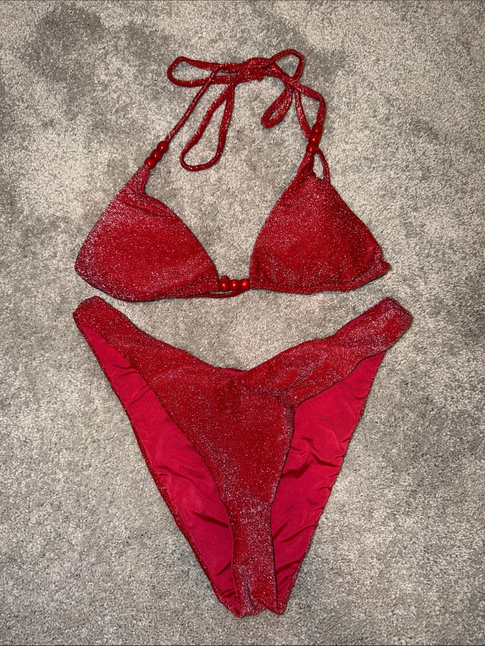 Dippin' Daisy's Sparkling Red Triangle Bikini Set